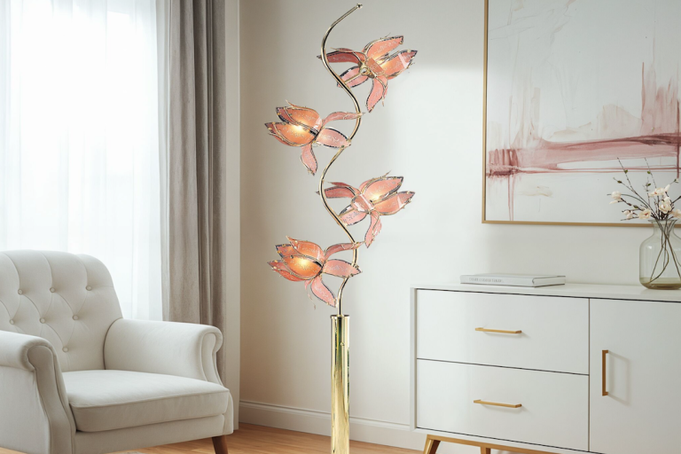 Estilo Americano: Lámpara de piso de múltiples cabezas en forma de flor