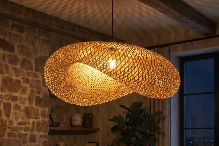 Colgante de cúpula extragrande tejido de bambú sostenible